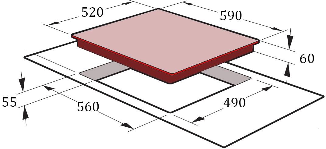 Indukcinė Kaitlentė Günter & Hauer I 6 B imontavimo schema Indukcinė Kaitlentė Günter & Hauer I 6 B imontavimo schema